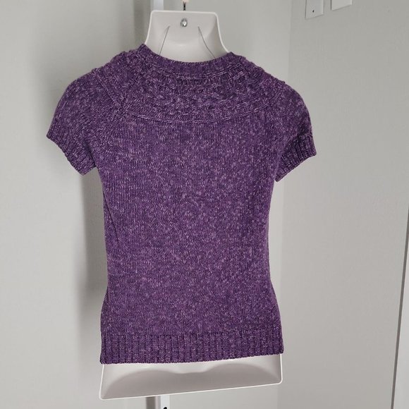 Daisy Fuentes Pullover Knit Sweater ~ Sz PM ~ Purple ~ Short Sleeve - Picture 3 of 5
